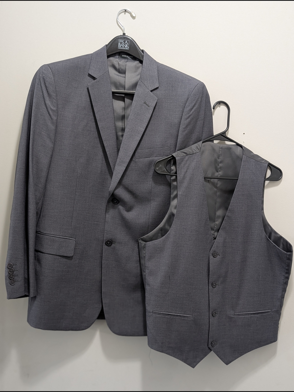 Men's Charcoal Gray Two-Piece Suit Jacket & Vest
